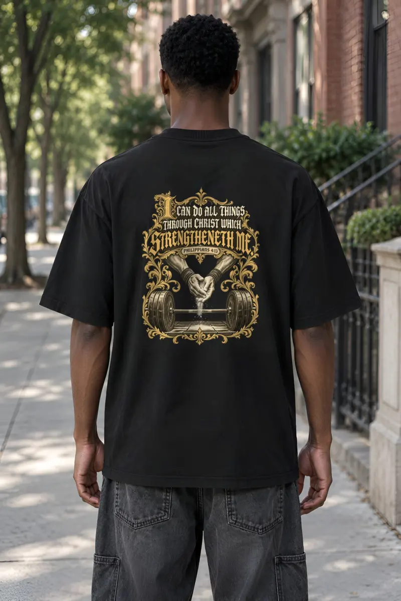 "I Can Do All Things Through Christ" Men's Oversized Heavyweight Crewneck T-Shirt