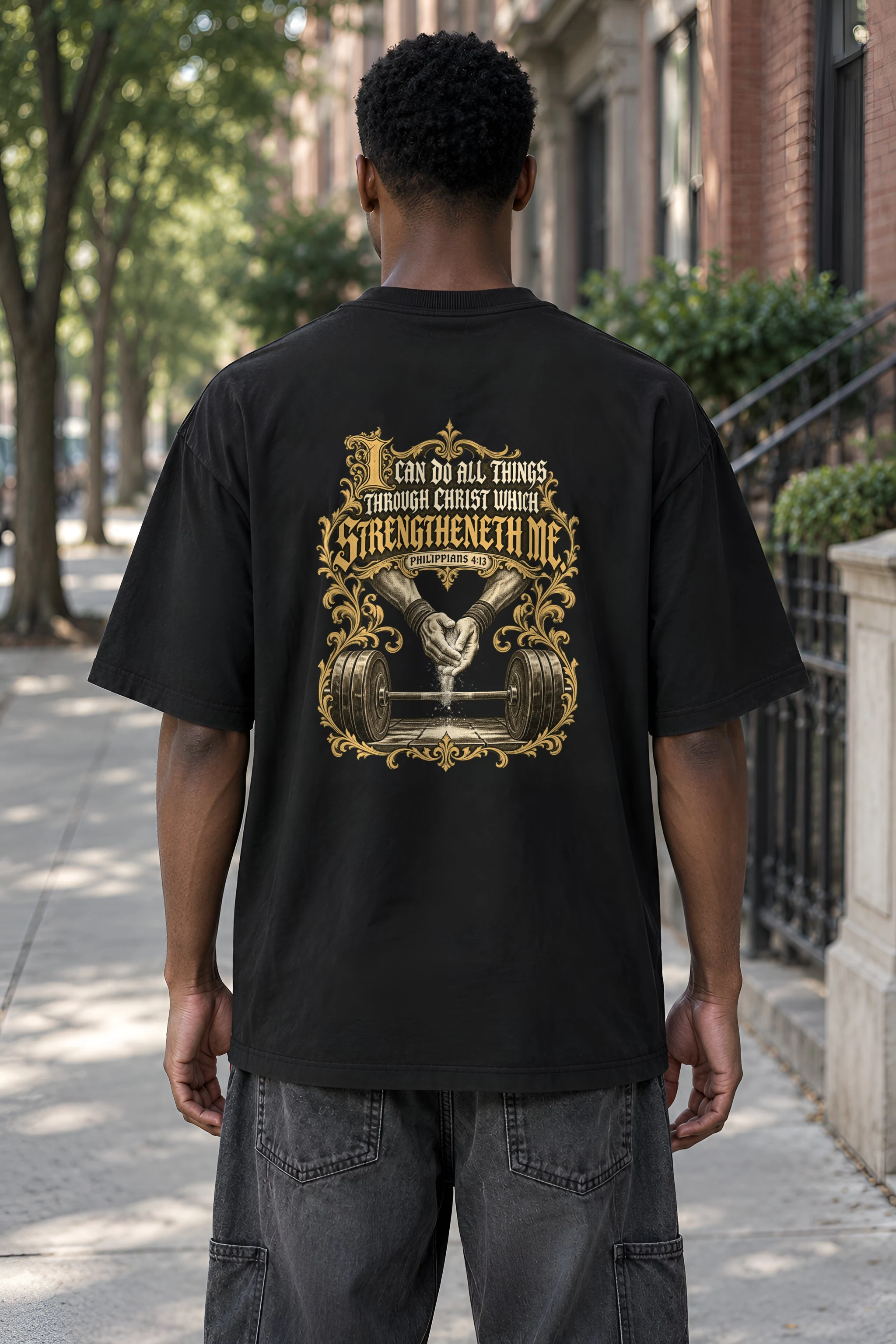 "I Can Do All Things Through Christ" Men's Oversized Heavyweight Crewneck T-Shirt