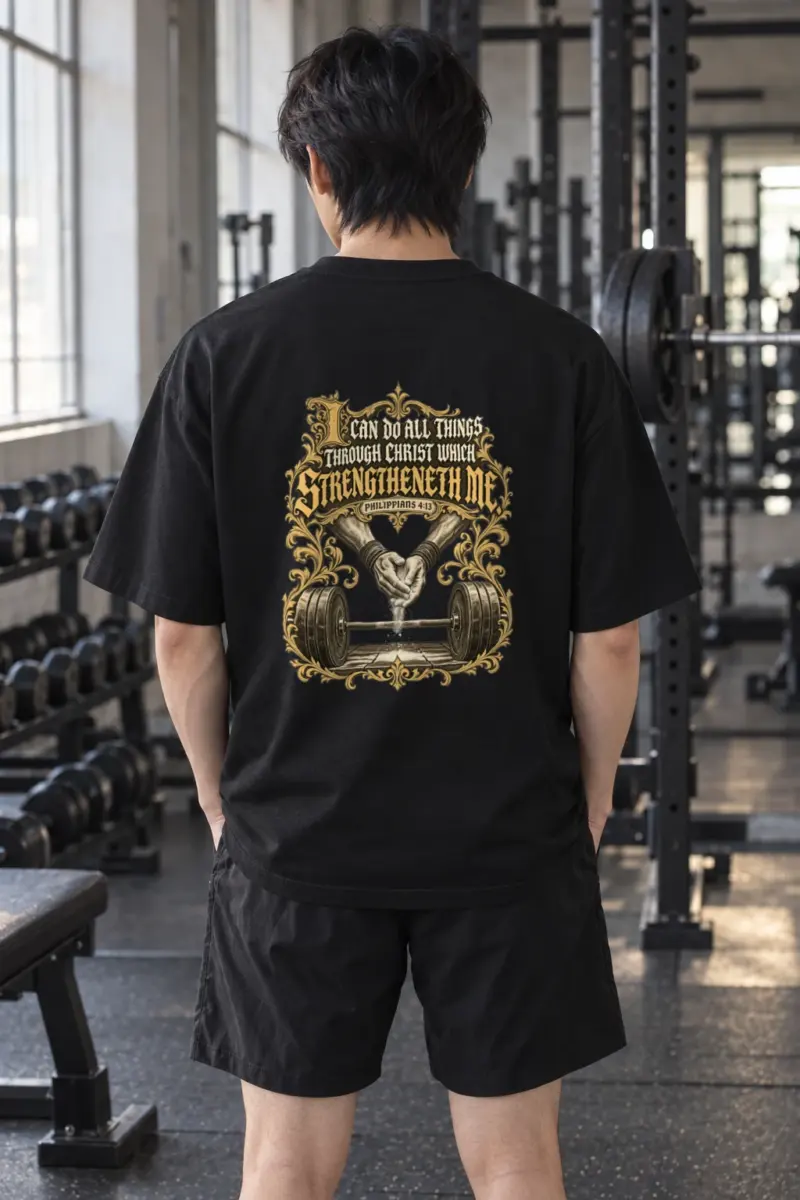 “I Can Do All Things Through Christ” Men’s Oversized Heavyweight Crewneck T-Shirt