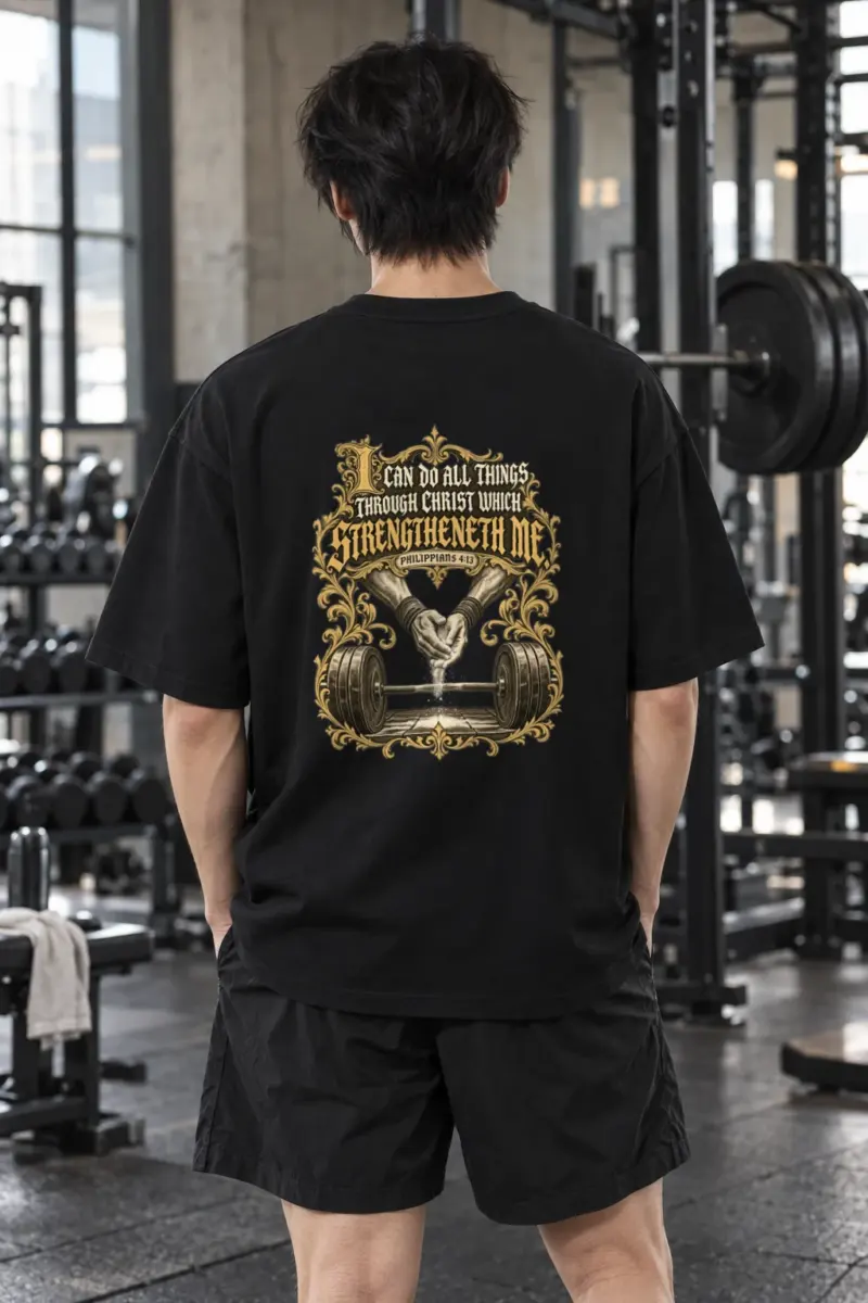 “I Can Do All Things Through Christ” Men’s Oversized Heavyweight Crewneck T-Shirt