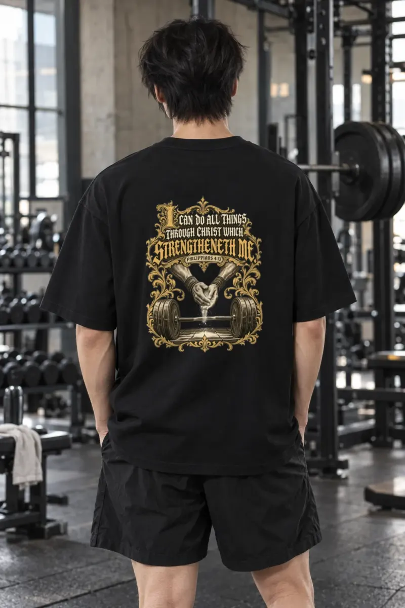 “I Can Do All Things Through Christ” Men’s Oversized Heavyweight Crewneck T-Shirt