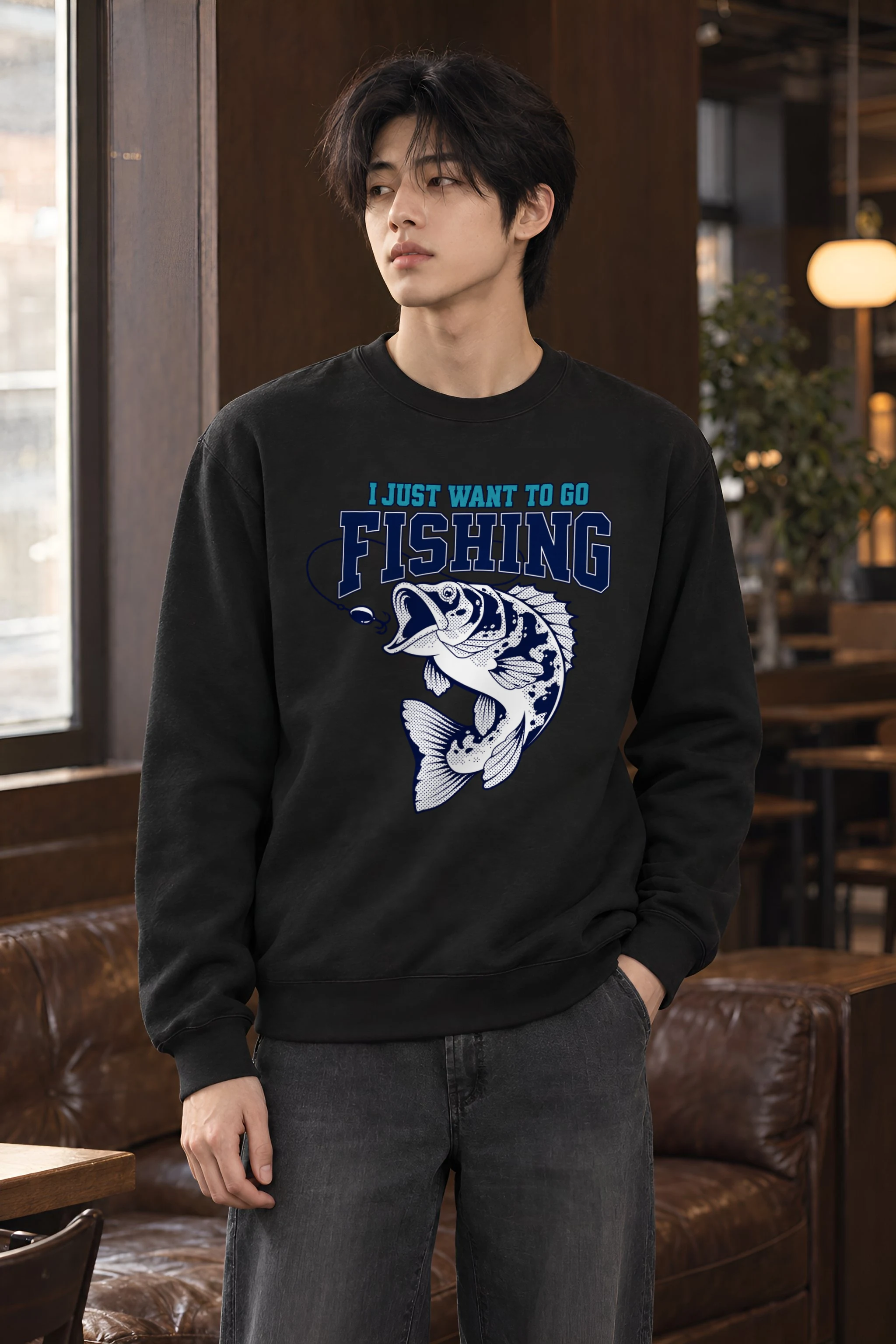 "I Just Want To Go Fishing" Heavy Blend Unisex Crewneck Sweatshirt