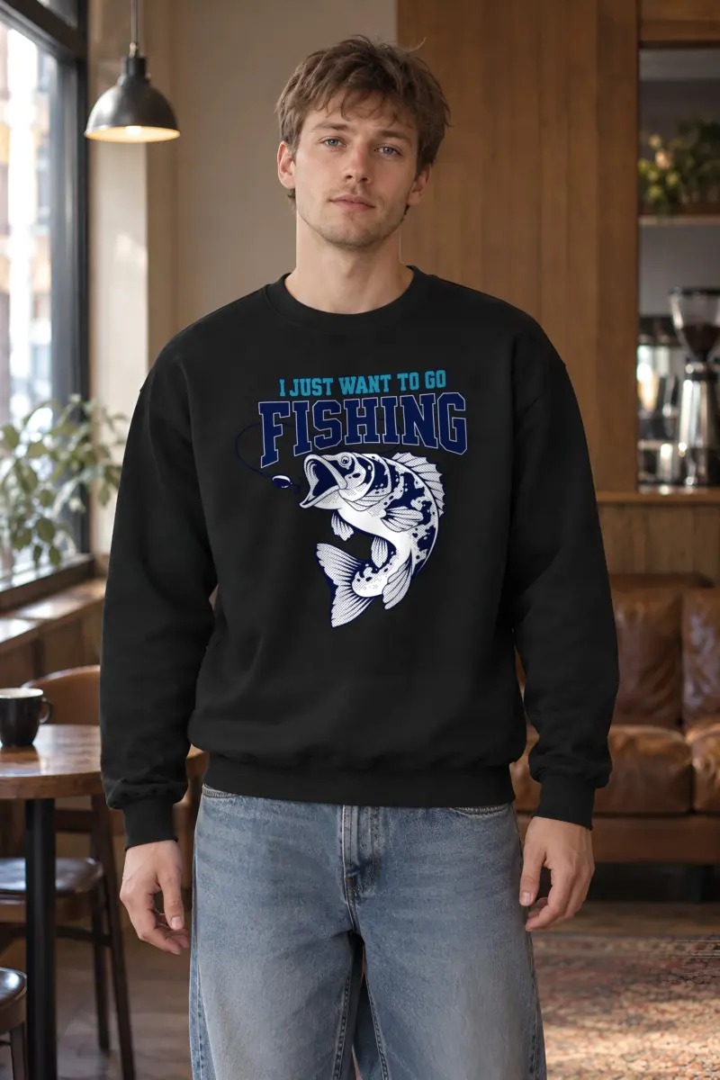 "I Just Want To Go Fishing" Heavy Blend Unisex Crewneck Sweatshirt