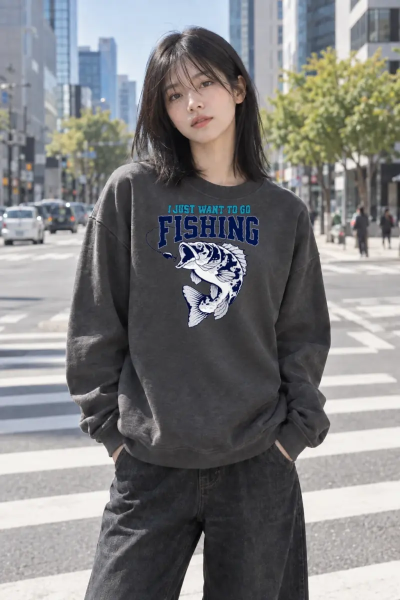 "I Just Want To Go Fishing" Heavy Blend Unisex Crewneck Sweatshirt | Gildan 18000
