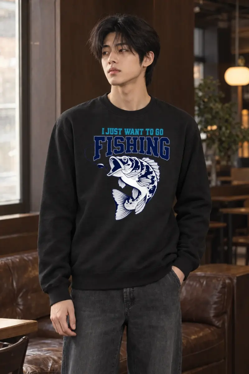 "I Just Want To Go Fishing" Heavy Blend Unisex Crewneck Sweatshirt | Gildan 18000