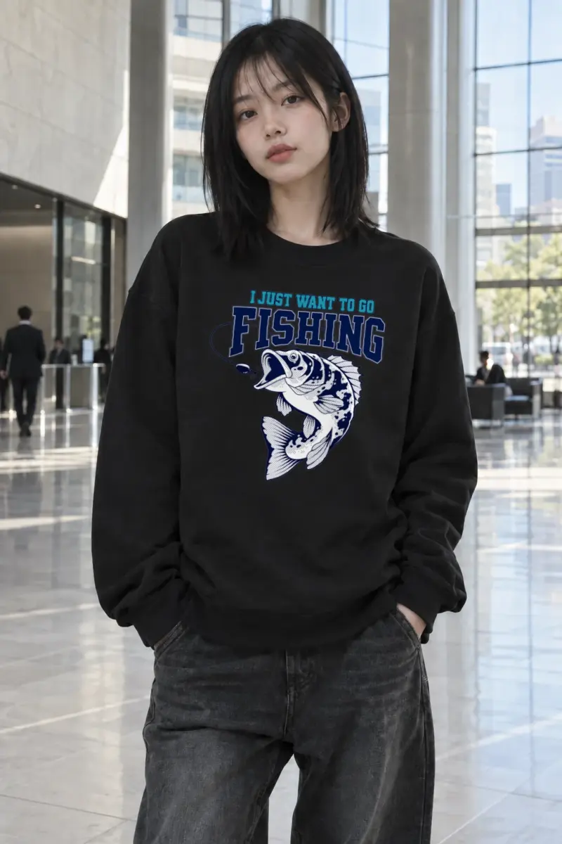 "I Just Want To Go Fishing" Heavy Blend Unisex Crewneck Sweatshirt | Gildan 18000