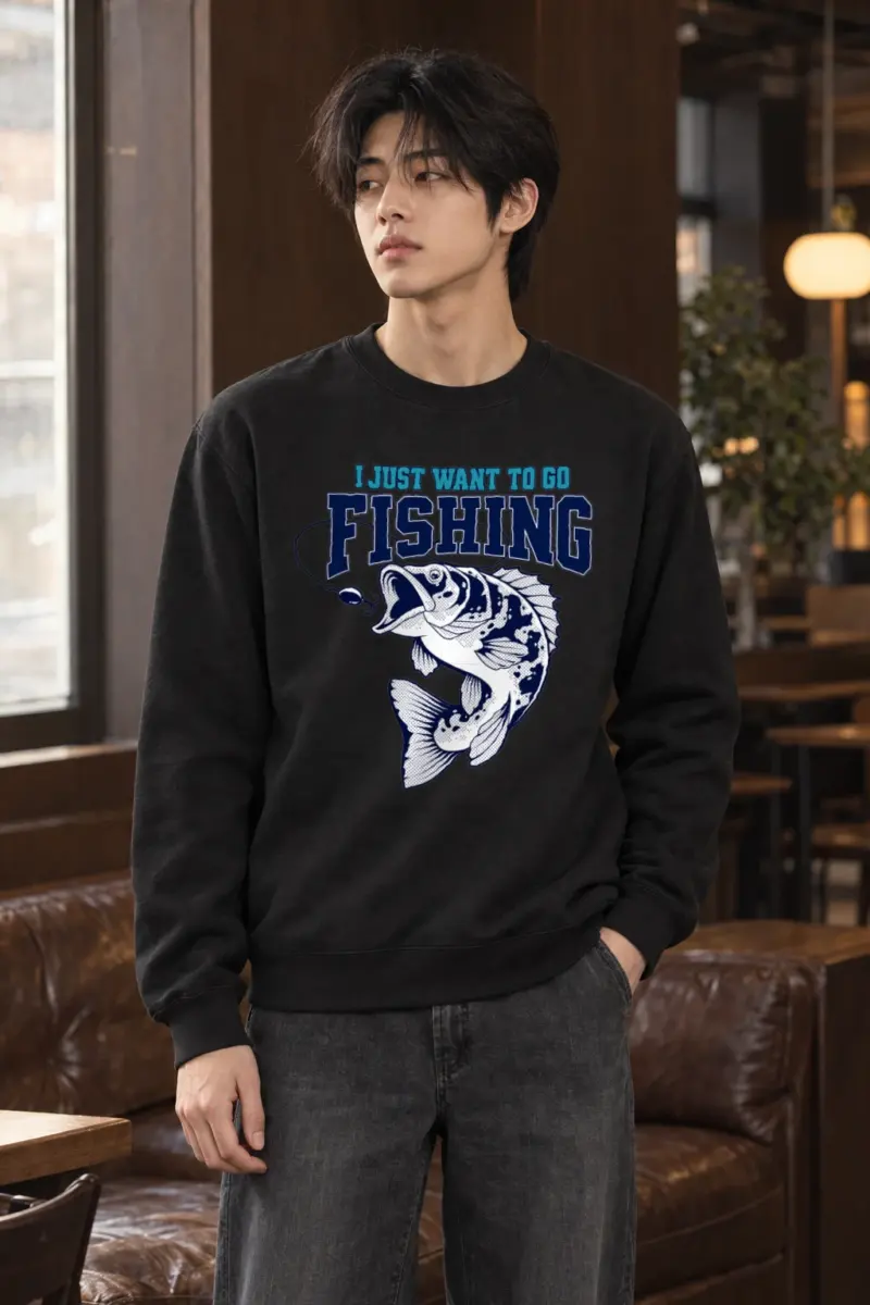 "I Just Want To Go Fishing" Heavy Blend Unisex Crewneck Sweatshirt