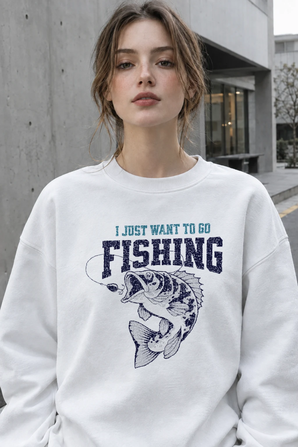 "I Just Want To Go Fishing" Heavy Blend Unisex Crewneck Sweatshirt | Gildan 18000