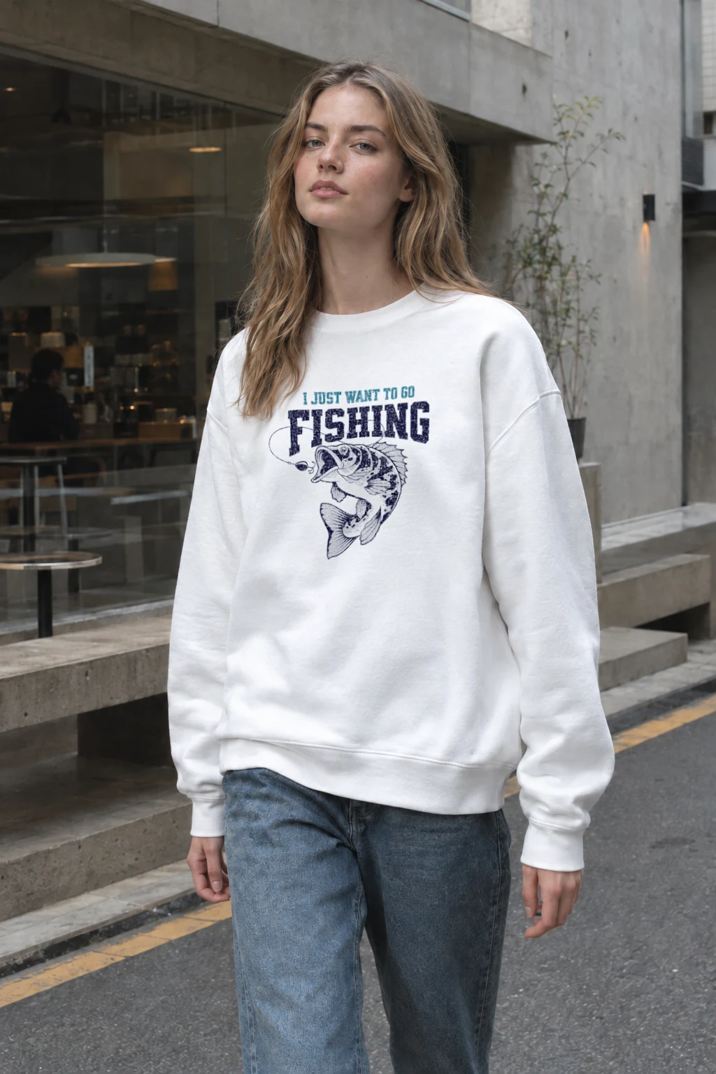 "I Just Want To Go Fishing" Heavy Blend Unisex Crewneck Sweatshirt | Gildan 18000