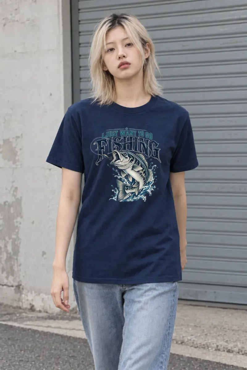 "I Just Want To Go Fishing" Heavyweight Unisex Crewneck T-shirt | Gildan 5000