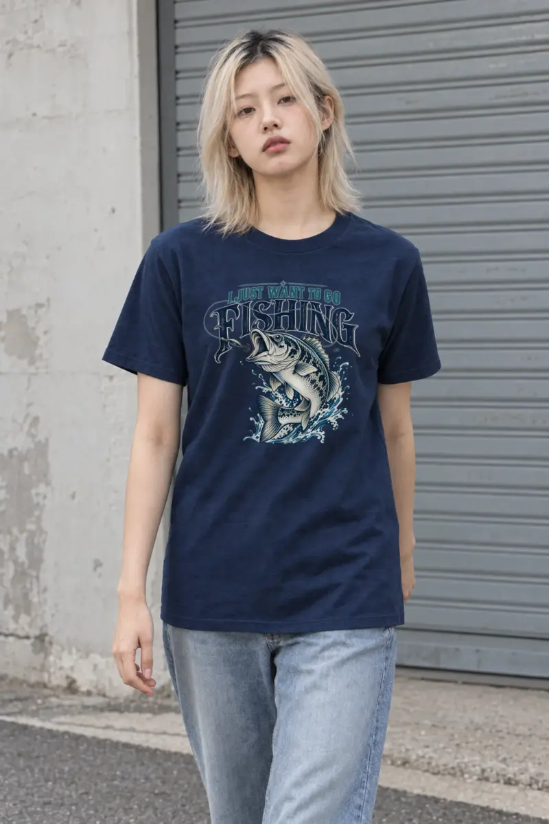 "I Just Want To Go Fishing" Heavyweight Unisex Crewneck T-shirt