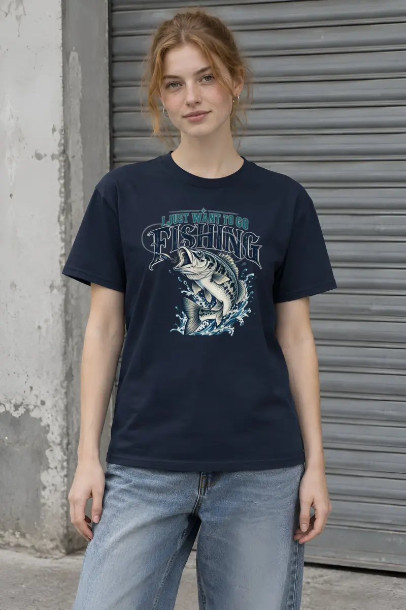 "I Just Want To Go Fishing" Heavyweight Unisex Crewneck T-shirt