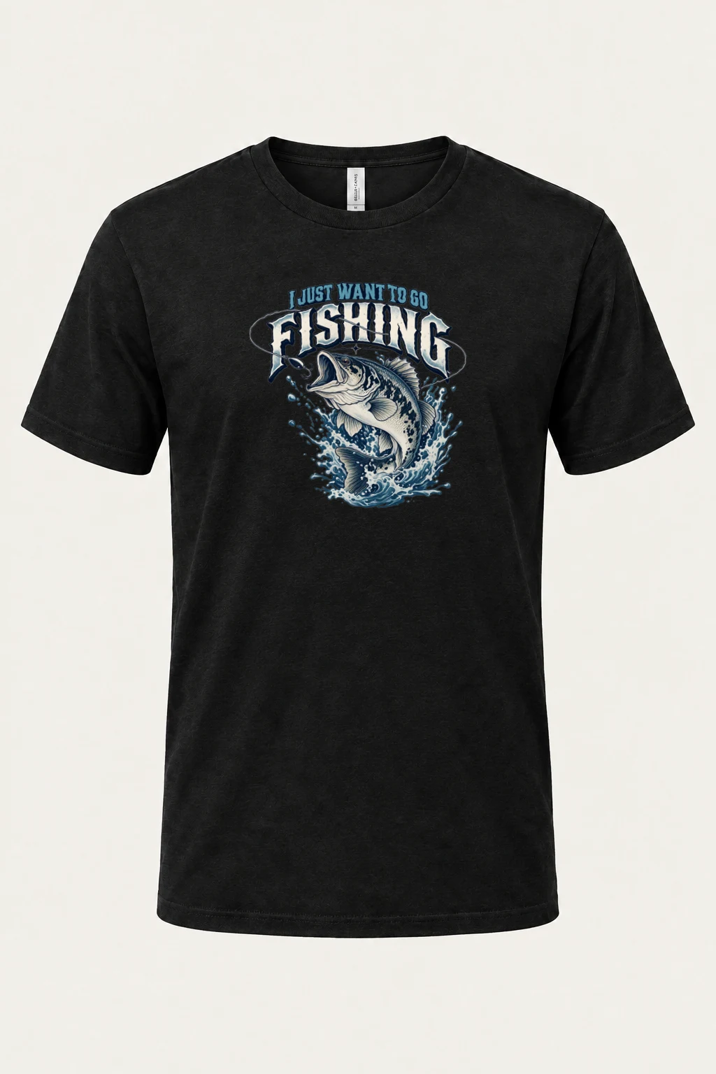 "I Just Want To Go Fishing" Heavyweight Unisex Crewneck T-shirt | Gildan 5000