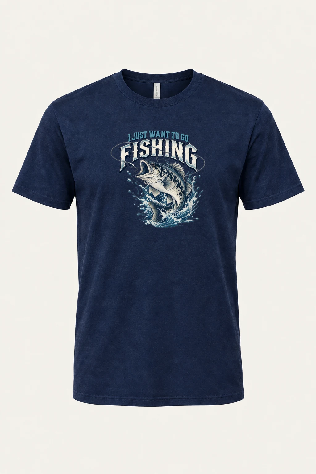 "I Just Want To Go Fishing" Heavyweight Unisex Crewneck T-shirt | Gildan 5000