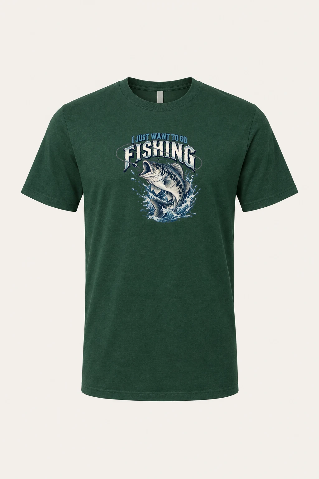 "I Just Want To Go Fishing" Heavyweight Unisex Crewneck T-shirt | Gildan 5000