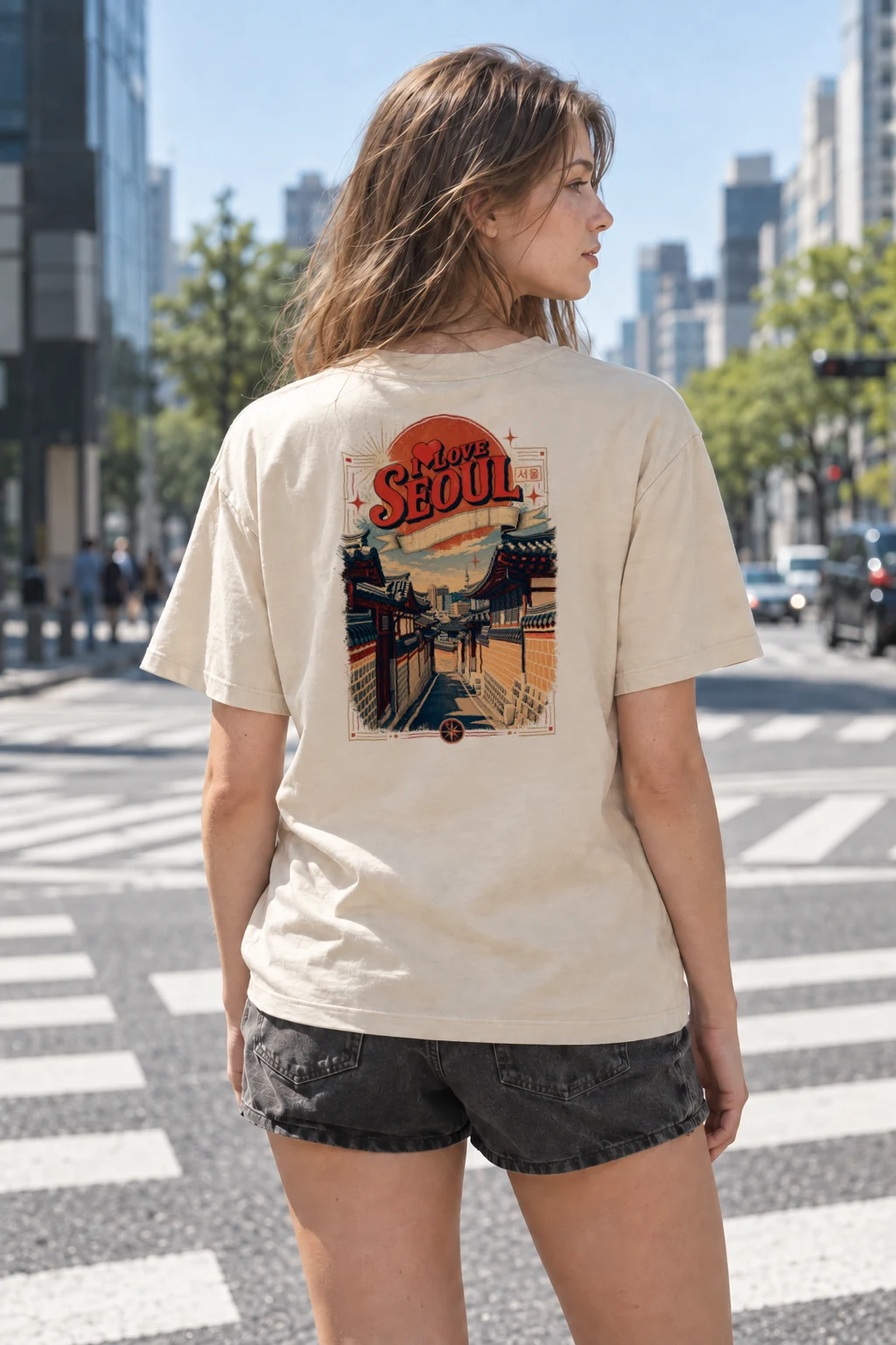 "I Love Seoul" Heavyweight Unisex Crewneck T-shirt | Gildan 5000