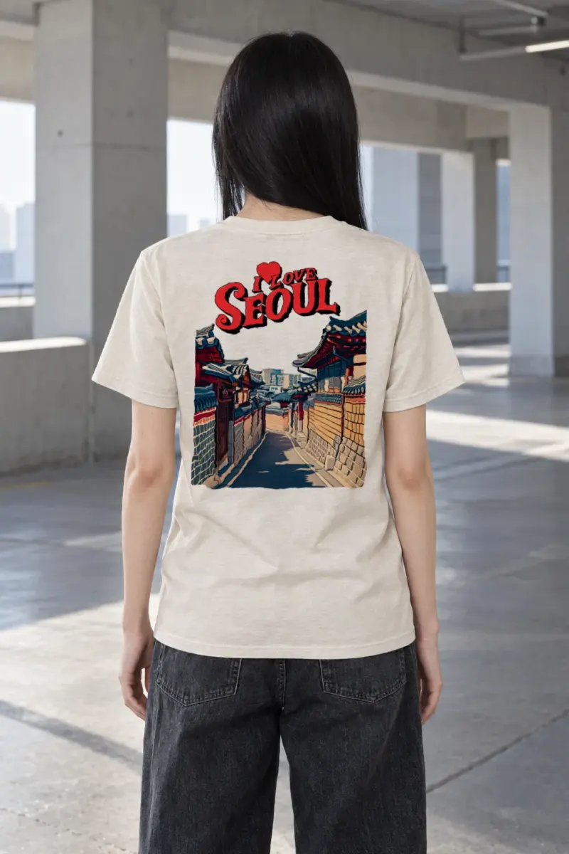 "I Love Seoul" Heavyweight Unisex Crewneck T-shirt | Gildan 5000