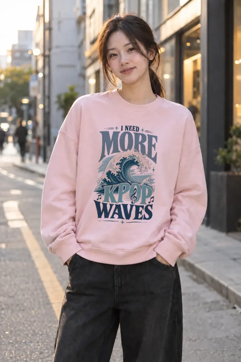 "I Need More Kpop Waves" Heavy Blend Unisex Crewneck Sweatshirt | Gildan 18000