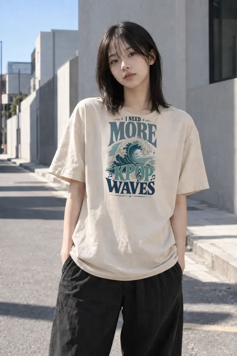 “I Need More Kpop Waves” Heavyweight Unisex Crewneck T-shirt | Gildan 5000