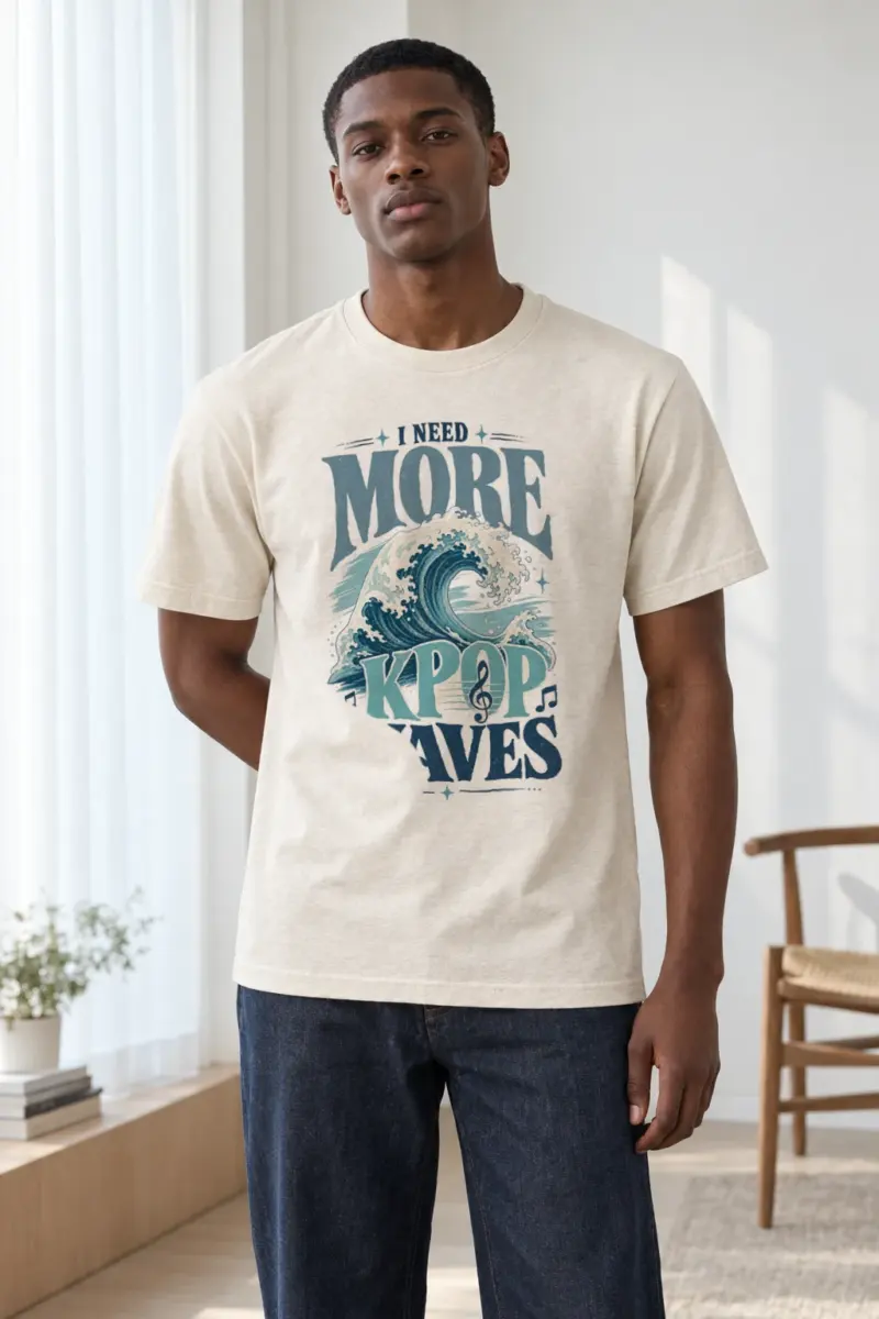 "I Need More Kpop Waves" Heavyweight Unisex Crewneck T-shirt | Gildan 5000