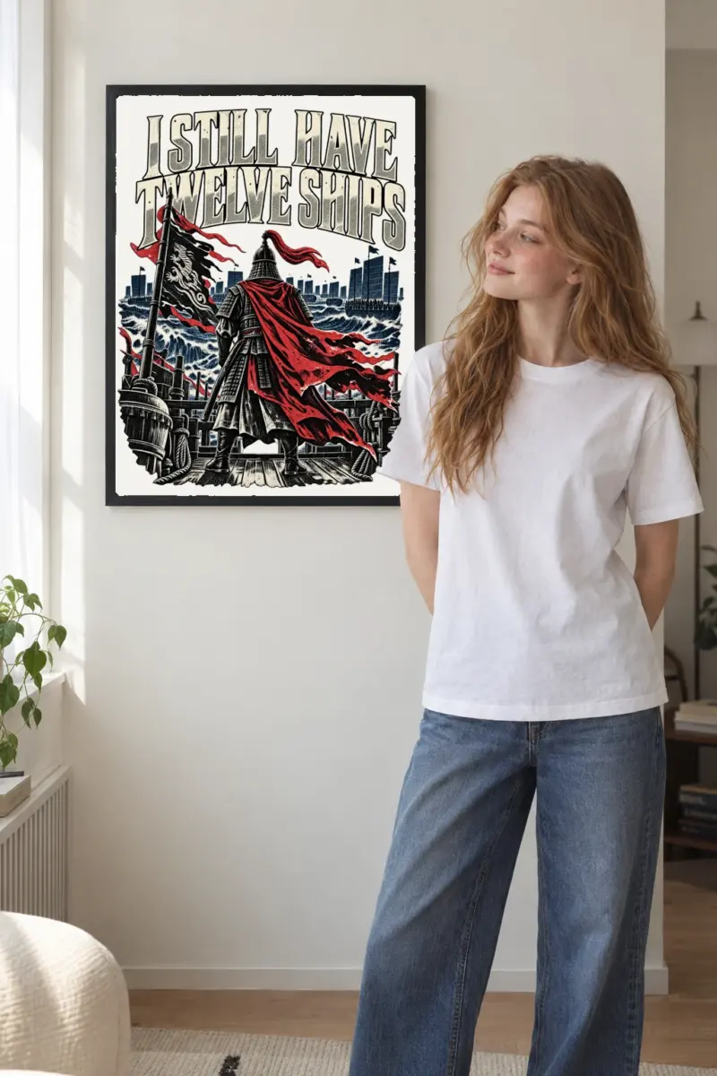 “I Still Have Twelve Ships · Admiral Yi Sun-sin 이순신” Premium Wooden Framed Poster