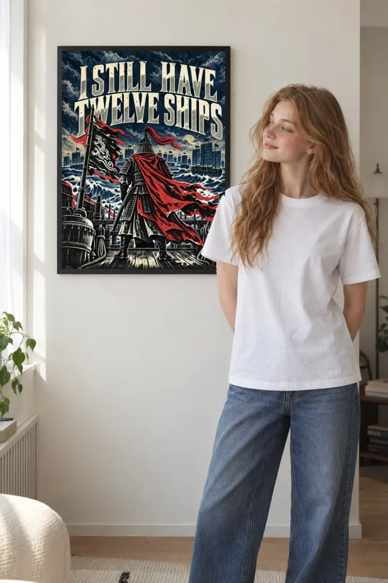 "I Still Have Twelve Ships · Admiral Yi Sun-sin 이순신" Premium Wooden Framed Poster