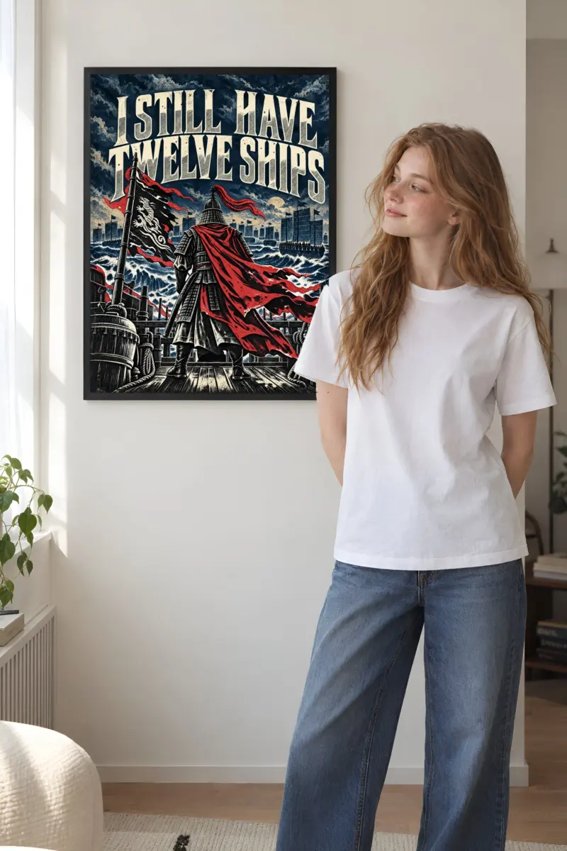 "I Still Have Twelve Ships · Admiral Yi Sun-sin 이순신" Premium Wooden Framed Poster
