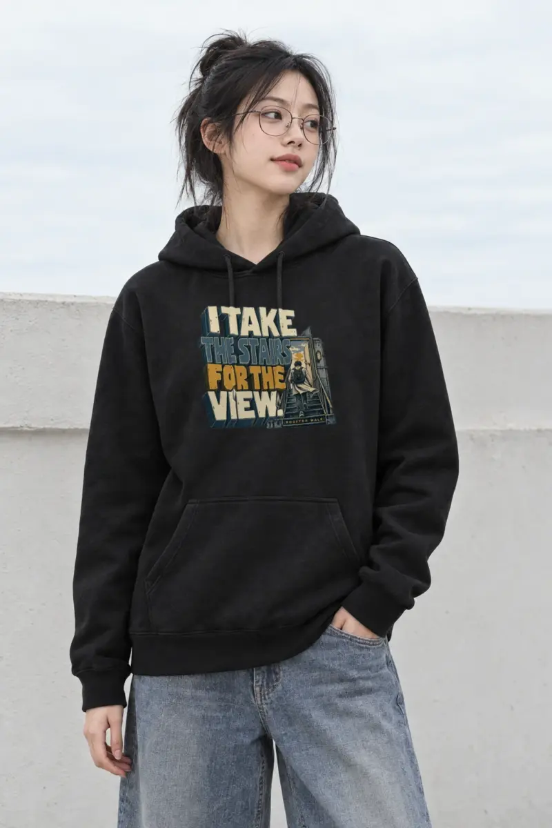 "I Take the Stairs for the View" Heavy Blend Unisex Pullover Hoodie