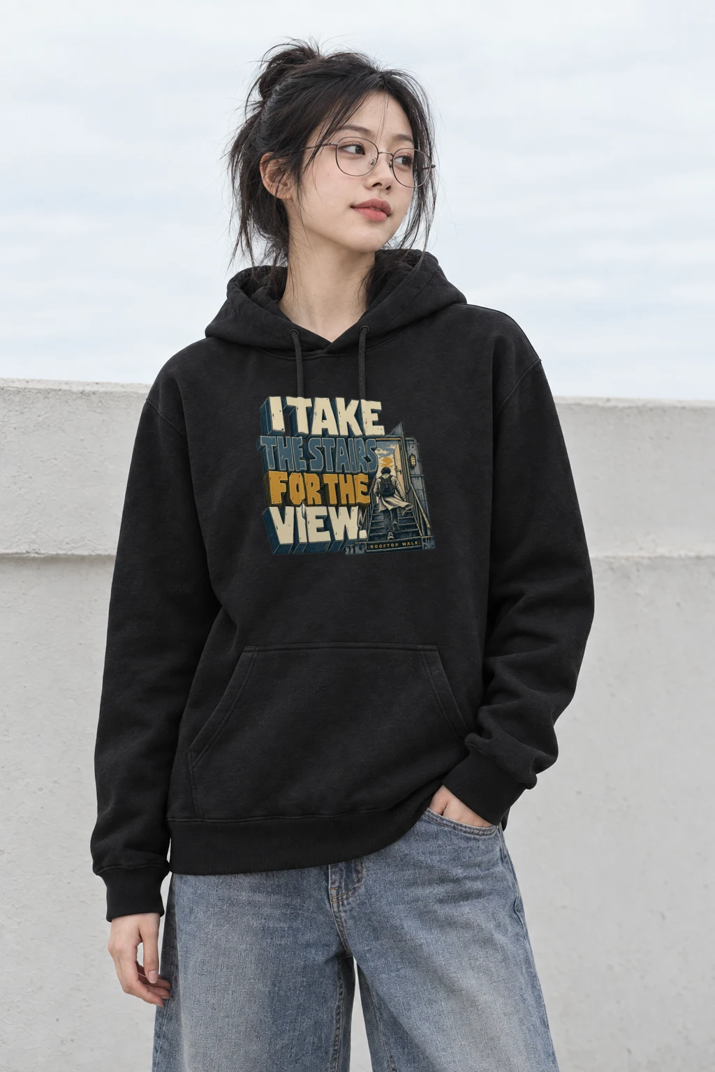 "I Take the Stairs for the View" Heavy Blend Unisex Pullover Hoodie