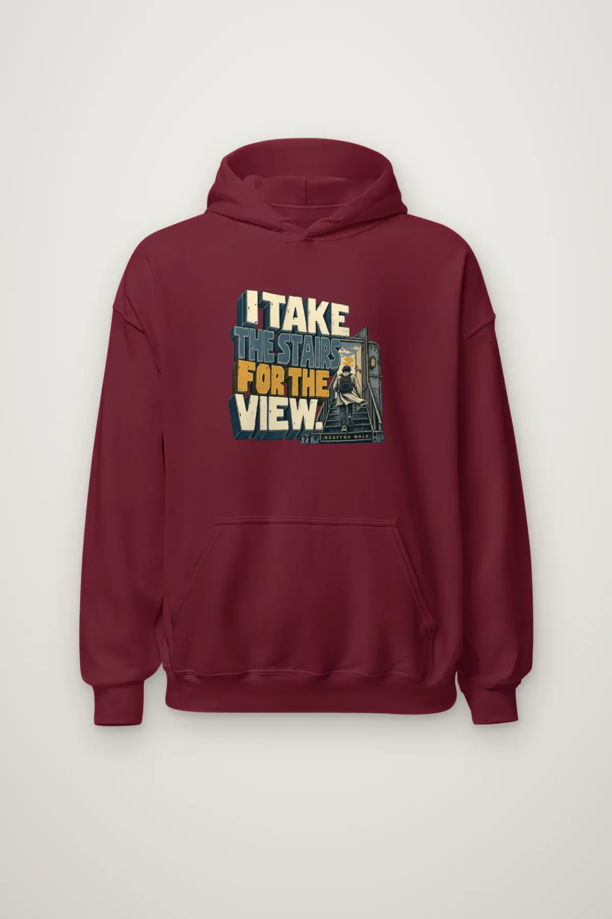 "I Take the Stairs for the View" Heavy Blend Unisex Pullover Hoodie