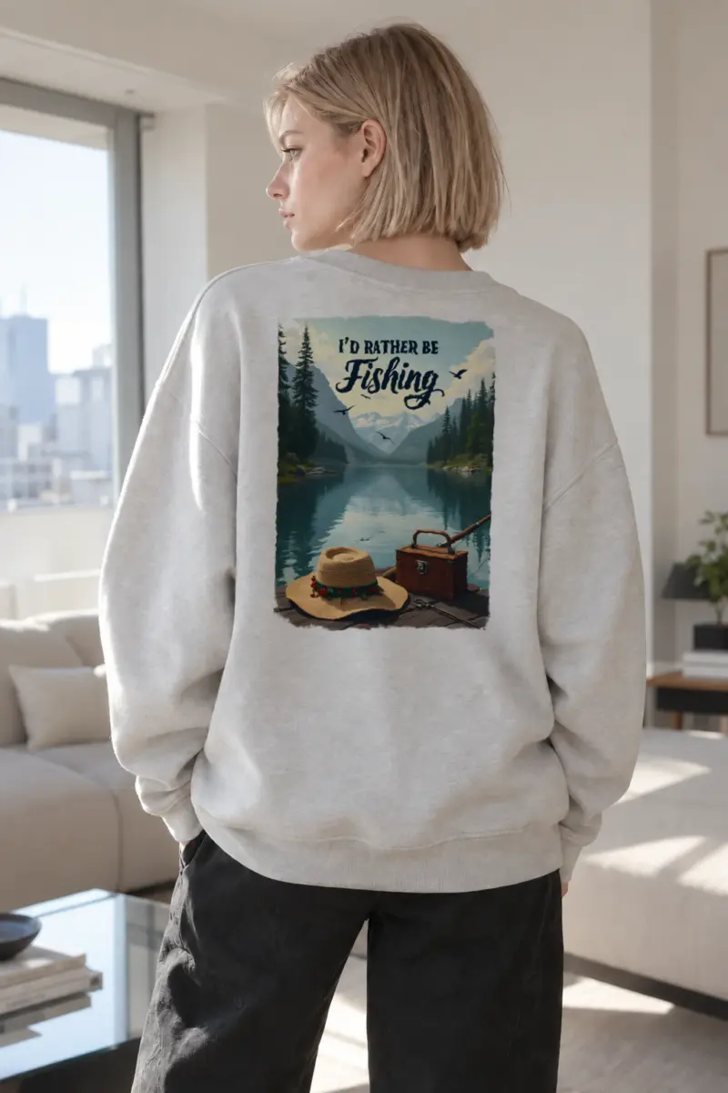 "I'd Rather Be Fishing" Heavy Blend Unisex Crewneck Sweatshirt | Gildan 18000