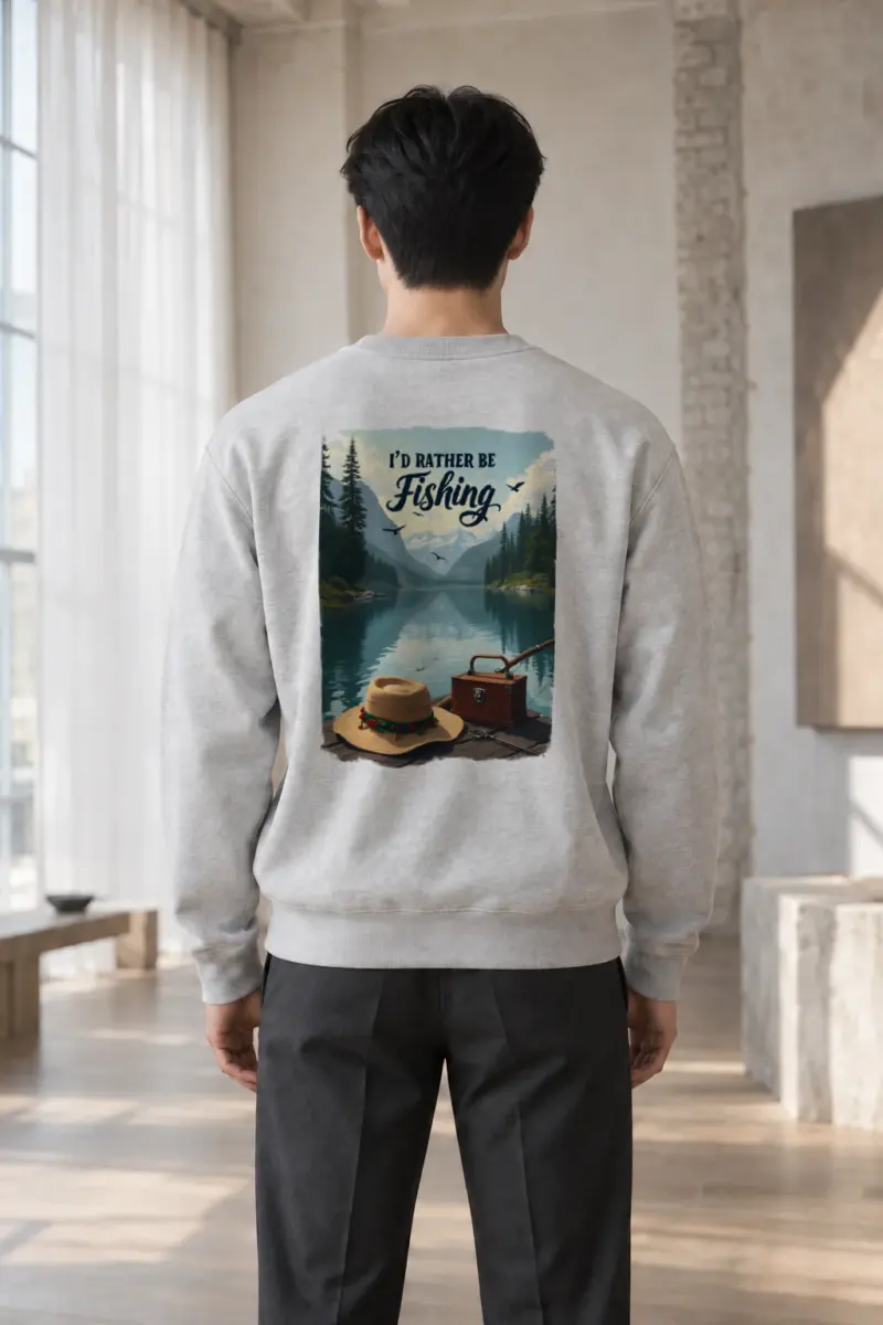"I'd Rather Be Fishing" Heavy Blend Unisex Crewneck Sweatshirt | Gildan 18000