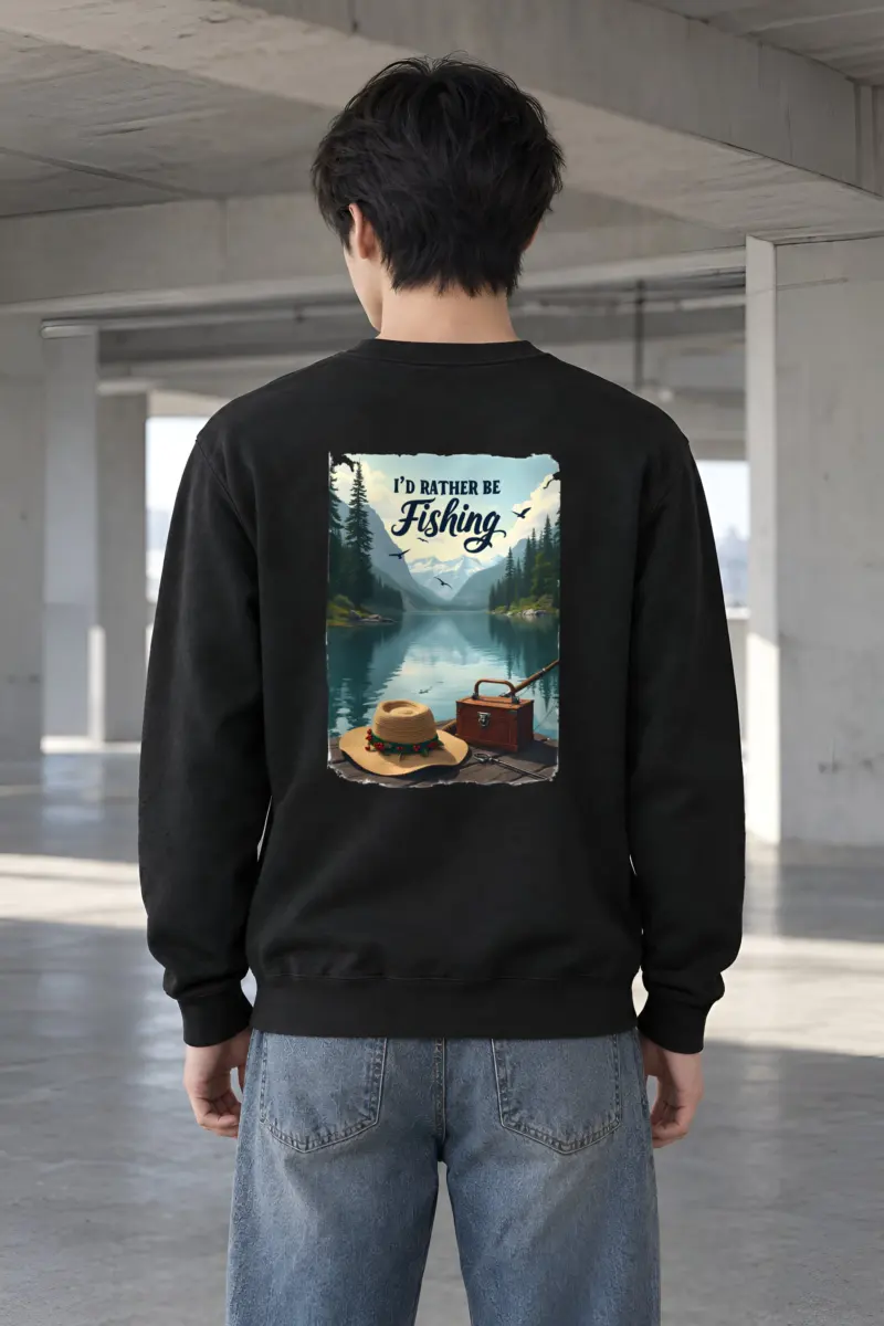 "I'd Rather Be Fishing" Heavy Blend Unisex Crewneck Sweatshirt