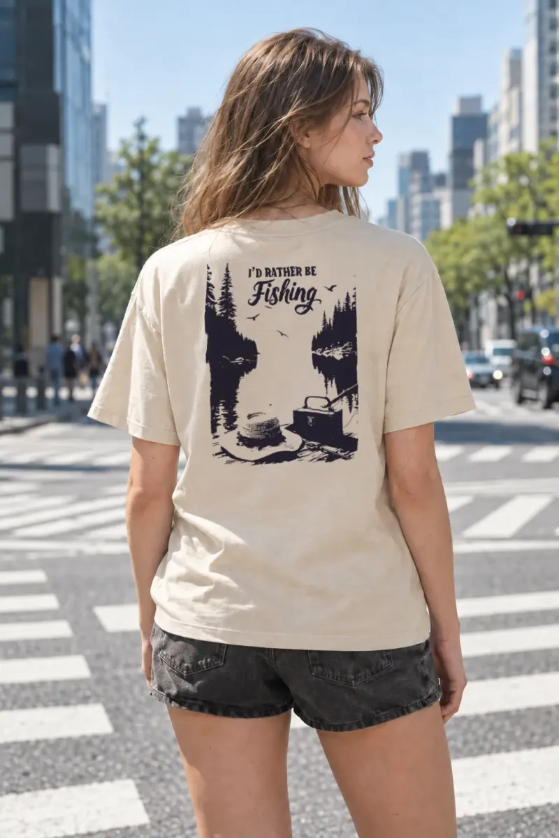 “I’d Rather Be Fishing” Heavyweight Unisex Crewneck T-shirt | Gildan 5000