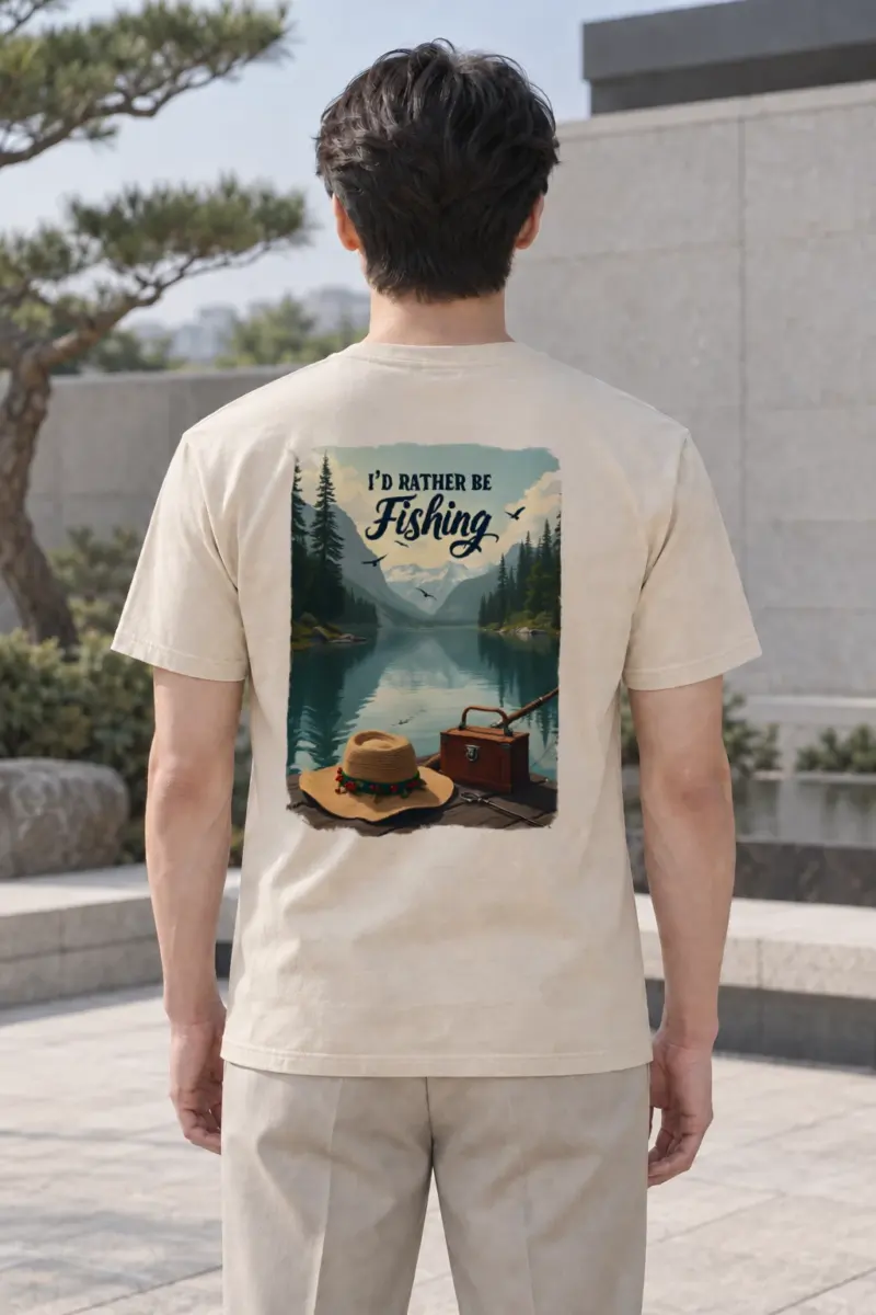 "I'd Rather Be Fishing" Heavyweight Unisex Crewneck T-shirt | Gildan 5000