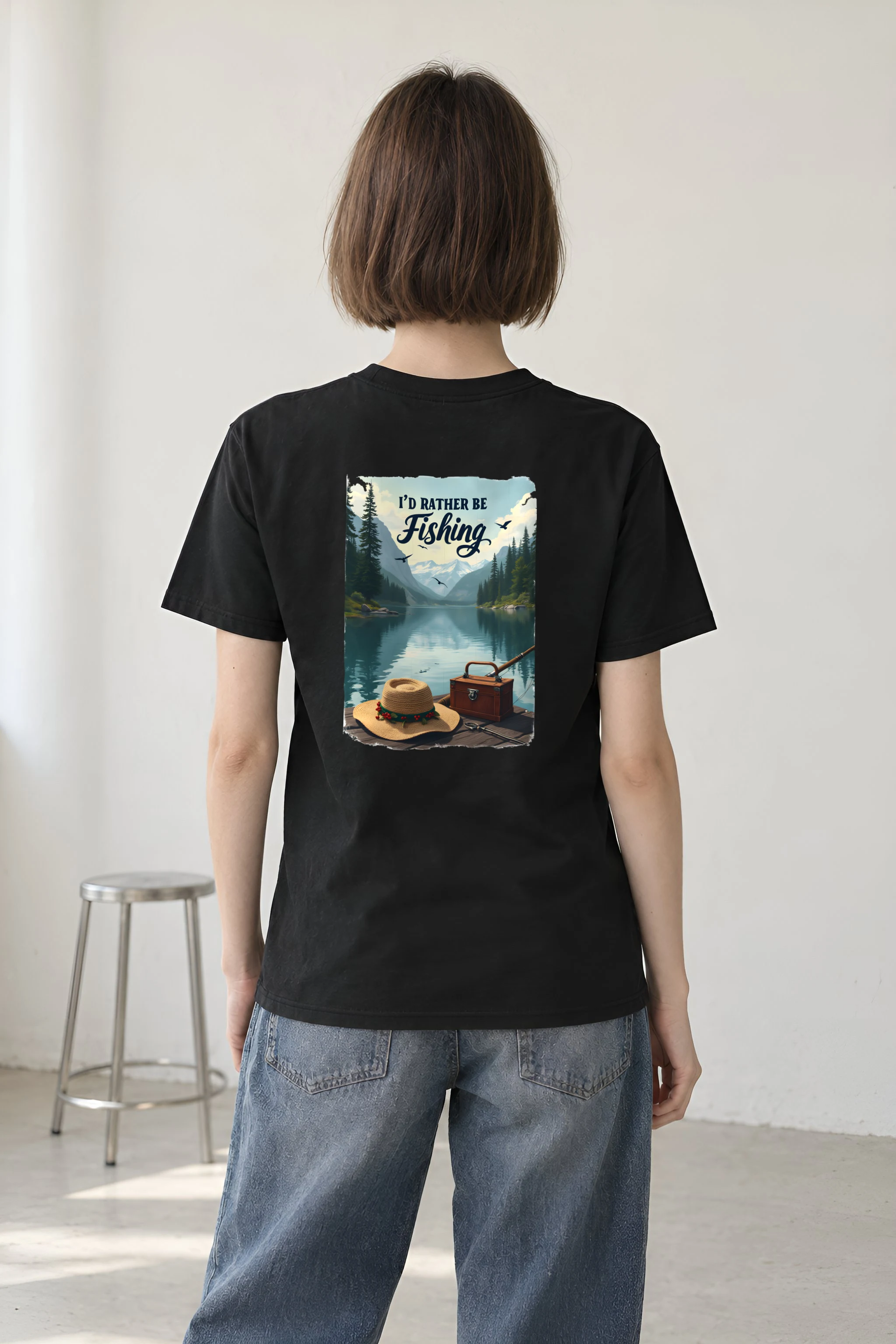 "I'd Rather Be Fishing" Heavyweight Unisex Crewneck T-shirt