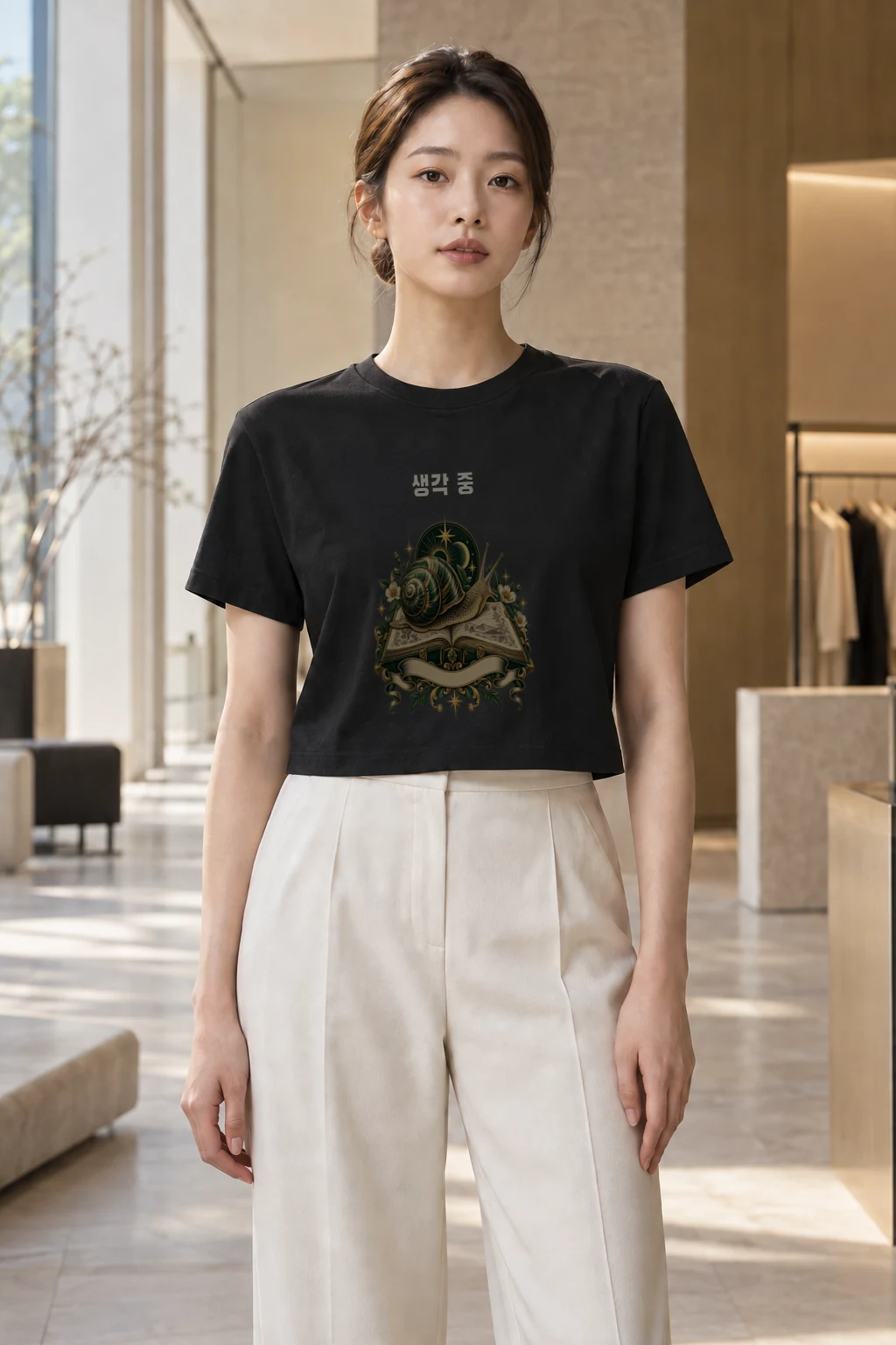 "In Thought" Women's Crop Tee | Bella + Canvas 8882