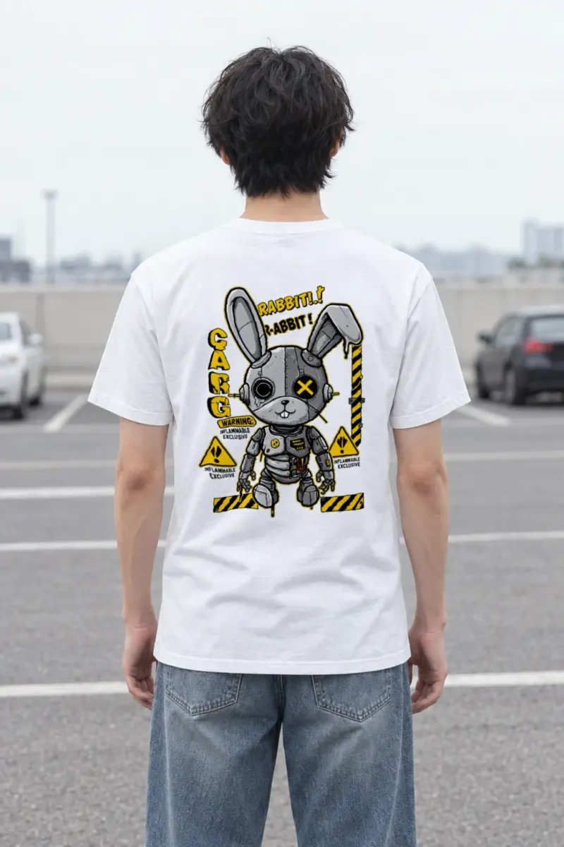 "Industrial Rabbit Warning" Heavyweight Unisex Crewneck T-shirt