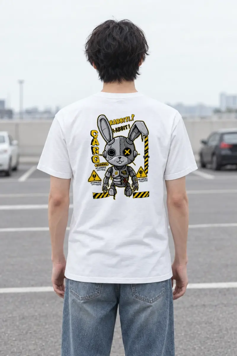 "Industrial Rabbit Warning" Heavyweight Unisex Crewneck T-shirt