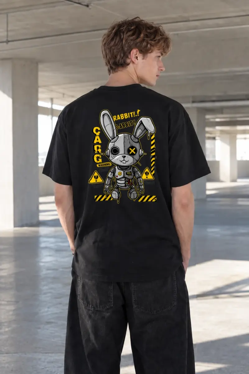 "Industrial Rabbit Warning" Heavyweight Unisex Crewneck T-shirt | Gildan 5000