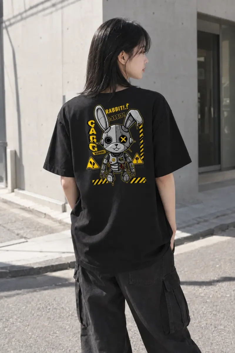 "Industrial Rabbit Warning" Heavyweight Unisex Crewneck T-shirt | Gildan 5000