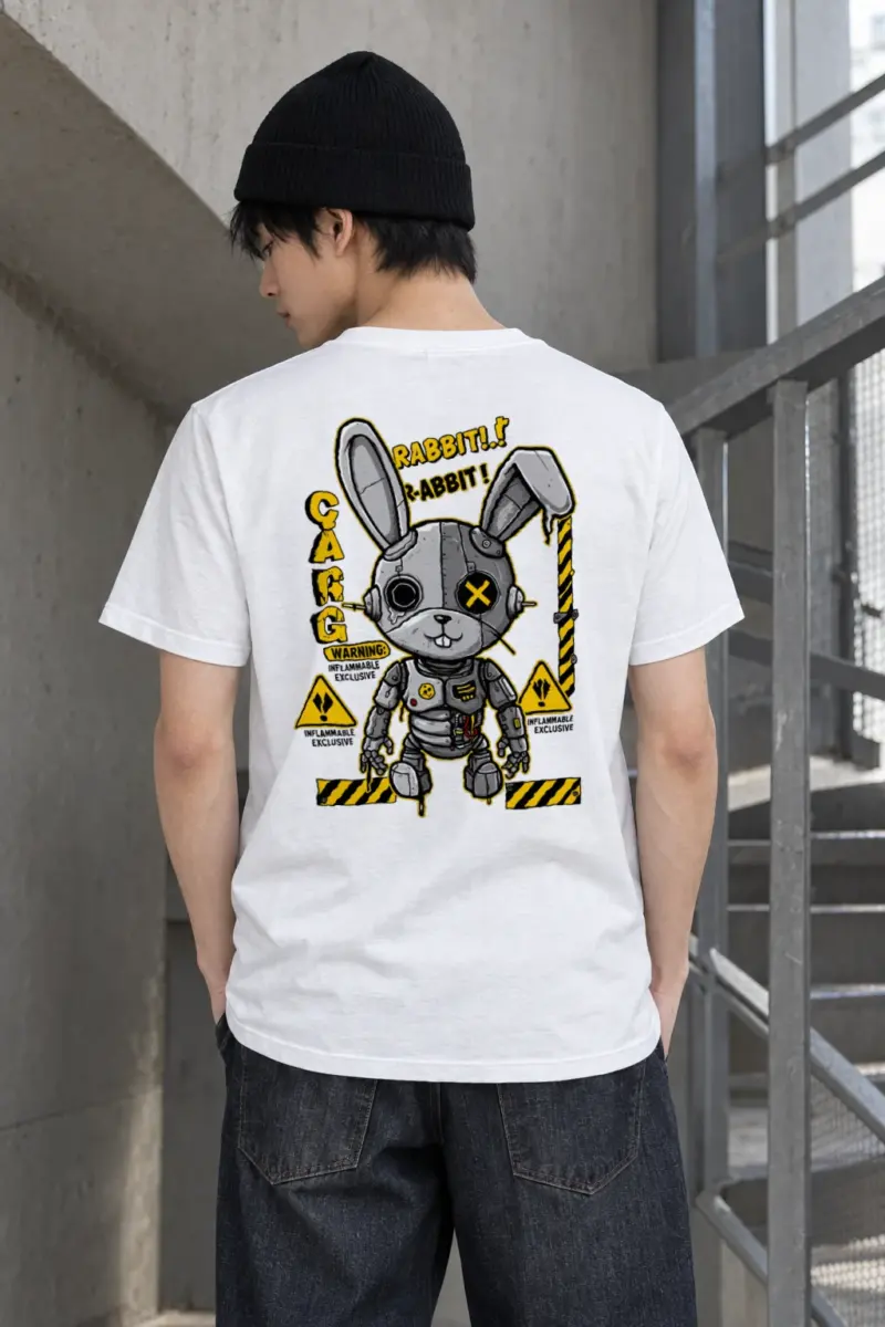 "Industrial Rabbit Warning" Heavyweight Unisex Crewneck T-shirt