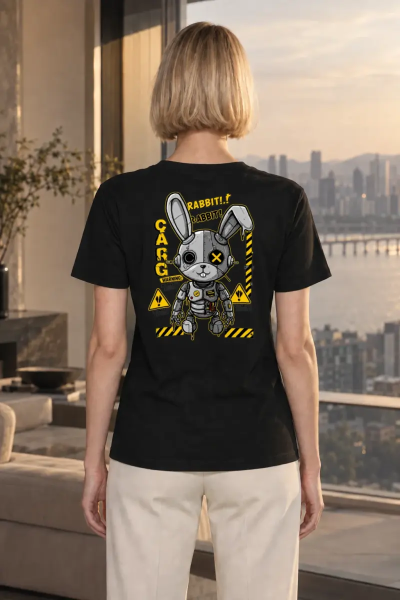 "Industrial Rabbit Warning" Heavyweight Unisex Crewneck T-shirt | Gildan 5000