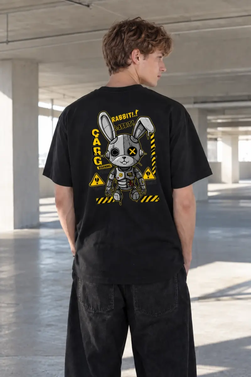 "Industrial Rabbit Warning" Heavyweight Unisex Crewneck T-shirt | Gildan 5000