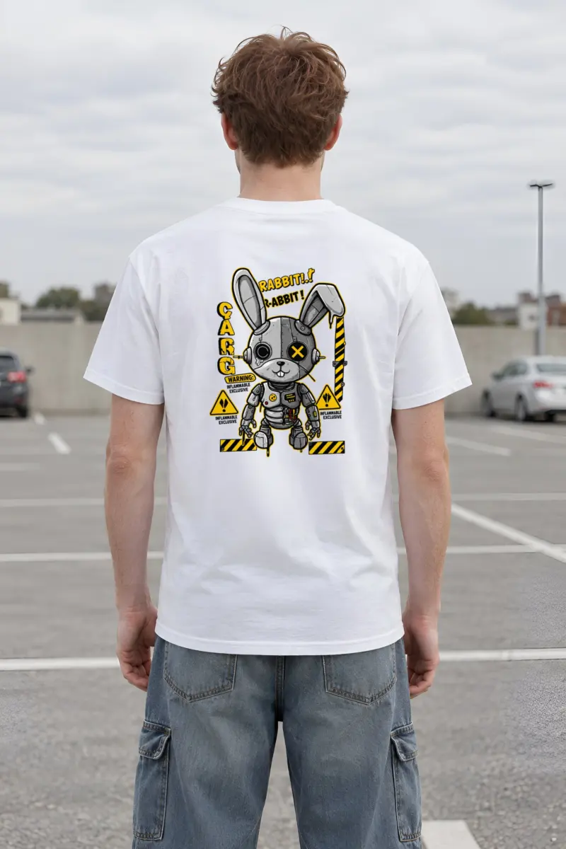 "Industrial Rabbit Warning" Heavyweight Unisex Crewneck T-shirt