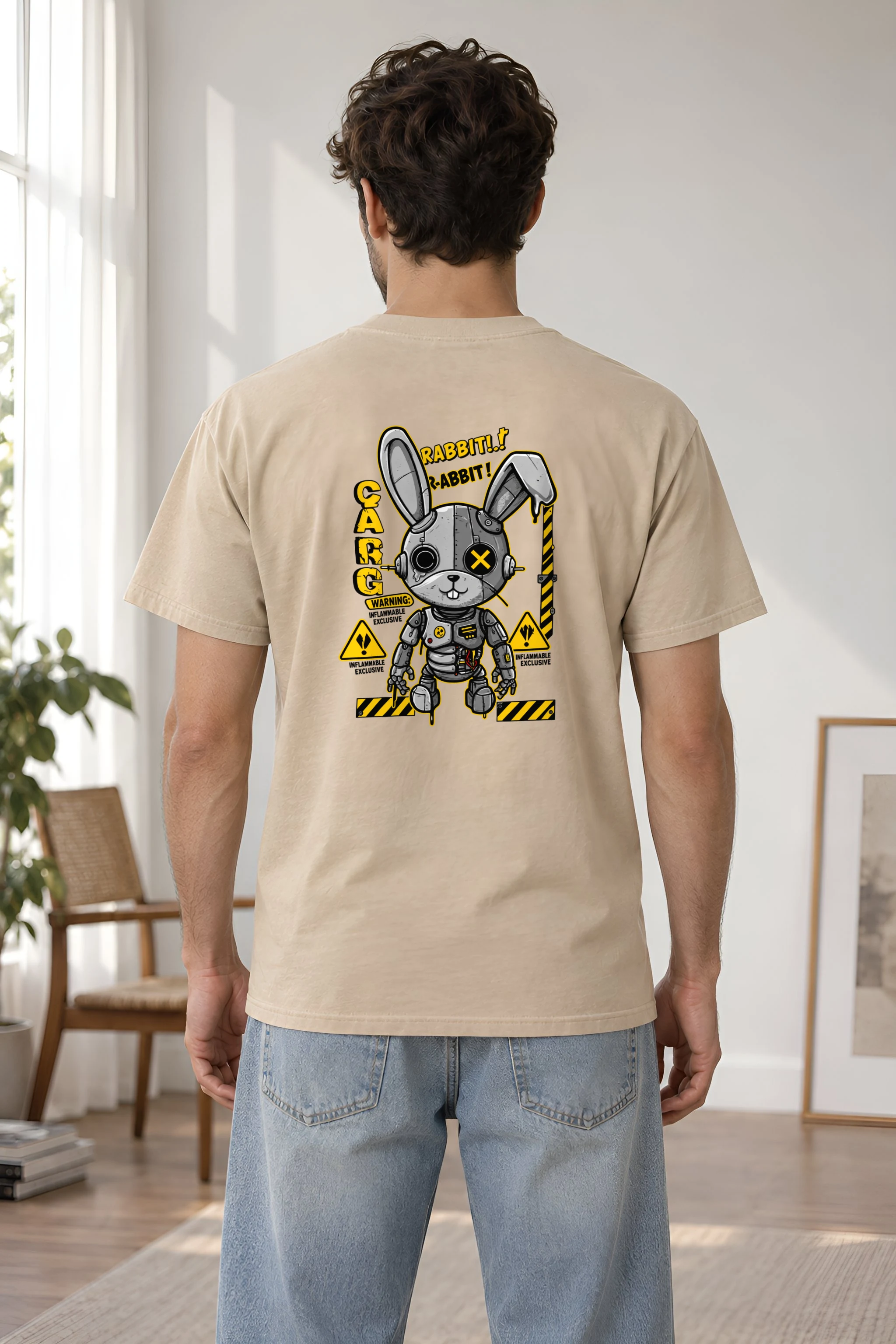 "Industrial Rabbit Warning" Heavyweight Unisex Crewneck T-shirt