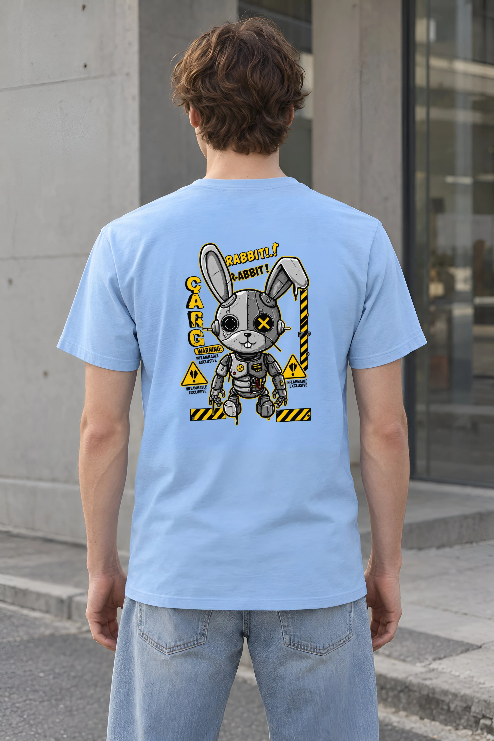 "Industrial Rabbit Warning" Heavyweight Unisex Crewneck T-shirt
