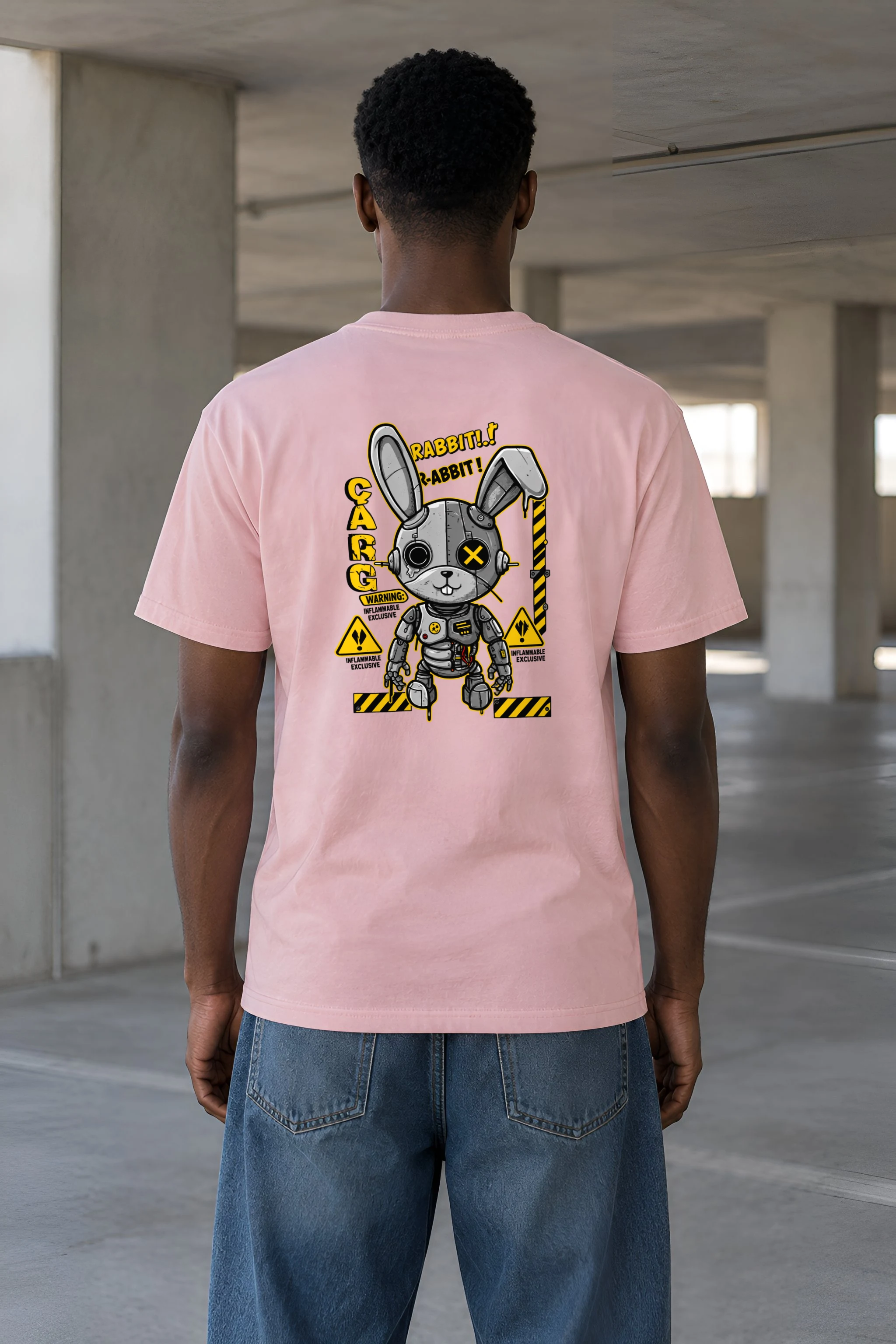 "Industrial Rabbit Warning" Heavyweight Unisex Crewneck T-shirt
