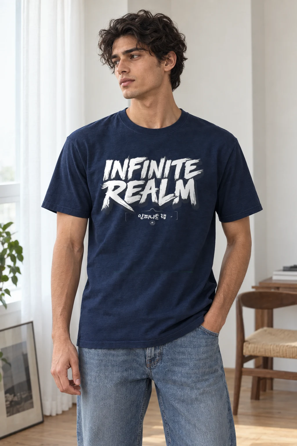 "Infinite Realm" Heavyweight Unisex Crewneck T-shirt | Gildan 5000