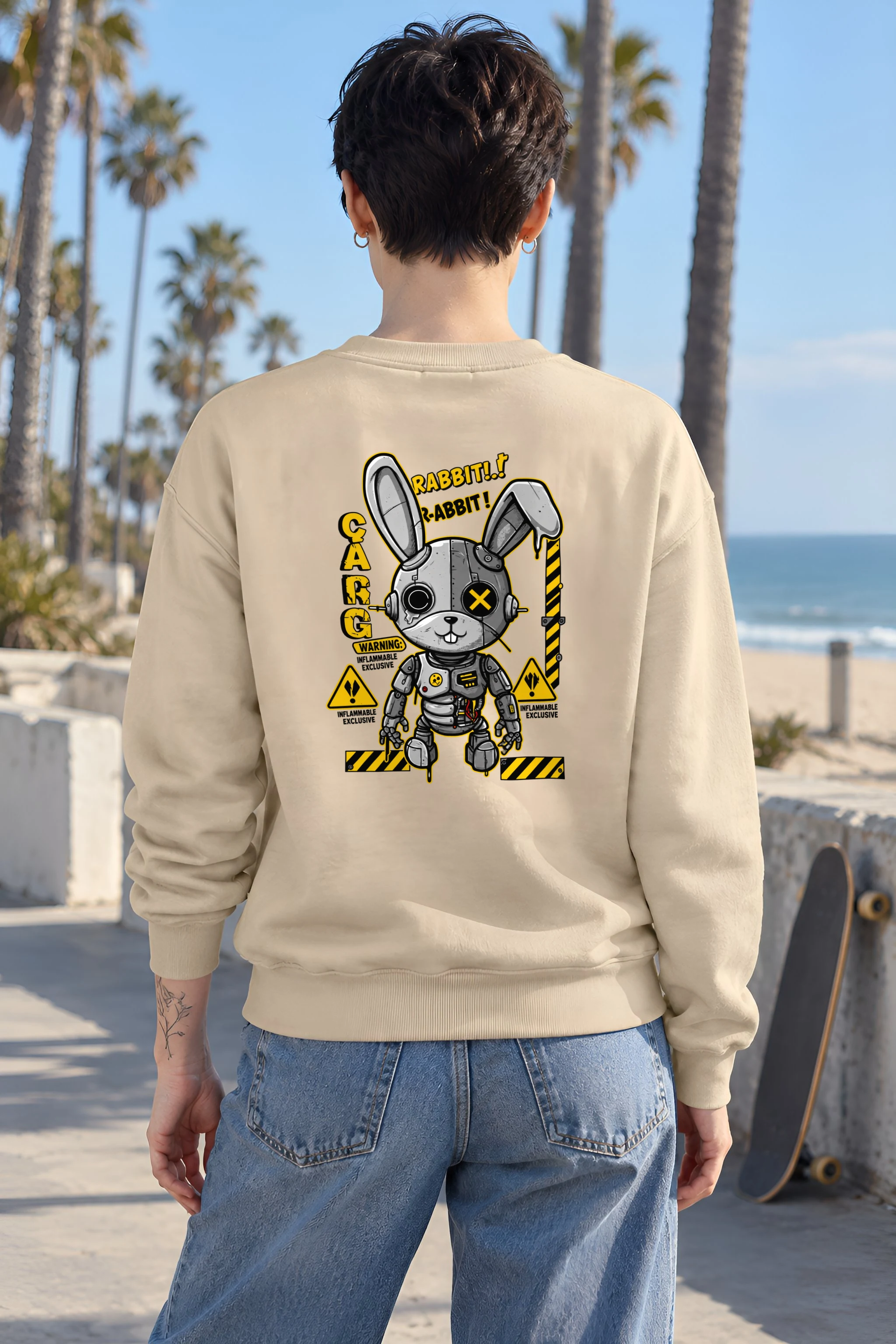 "Inflammable Rabbit" 1 Crewneck Sweatshirt